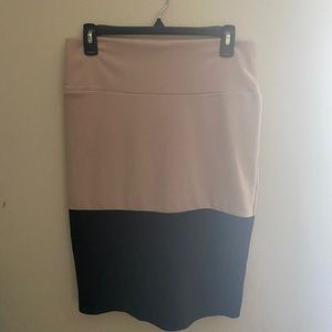 LulaRoe Color-block Tan & Black Pencil Skirt